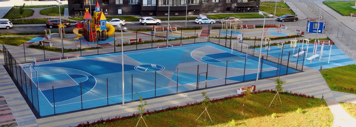 High-quality ball sports tiles and calisthenics floors made of rubber granulate